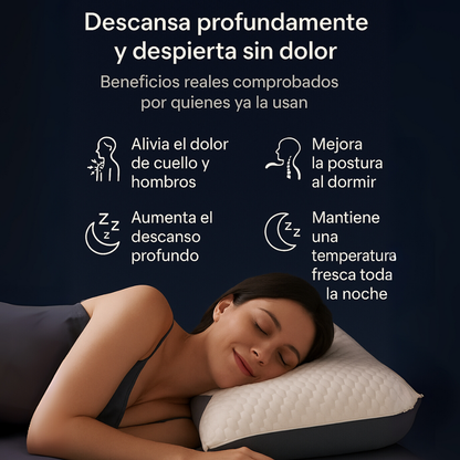 Almohada CerviLux™ — Corrige tu postura, alivia el dolor y transforma tus noches de sueño.