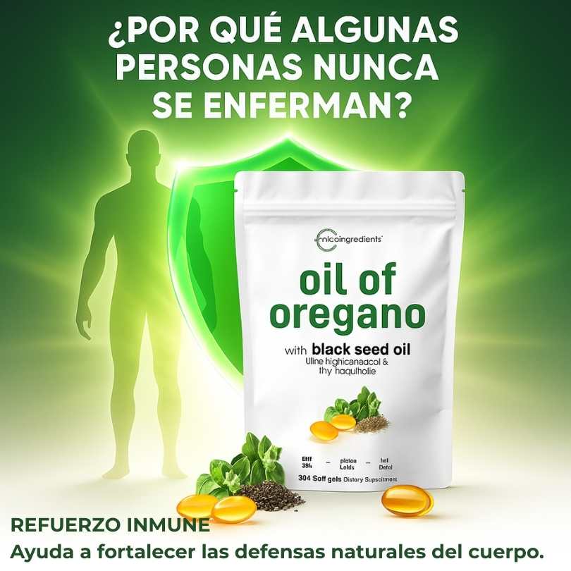 OIL OF OREGANO - El escudo natural de Orégano + Semilla Negra para defensas y energía diarias