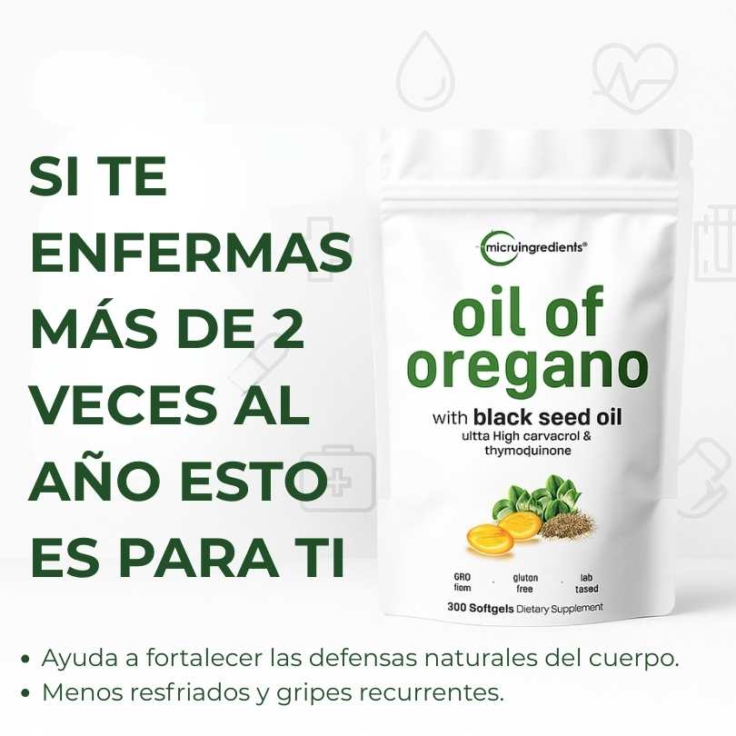 OIL OF OREGANO - El escudo natural de Orégano + Semilla Negra para defensas y energía diarias