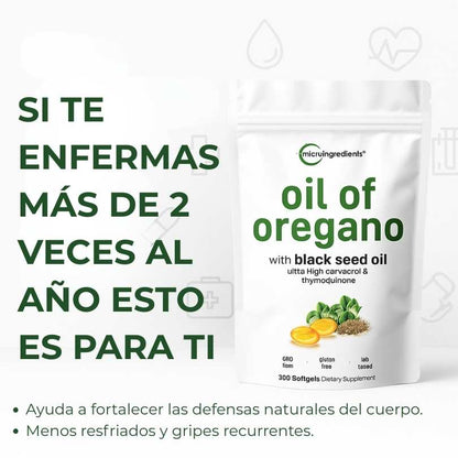 OIL OF OREGANO - El escudo natural de Orégano + Semilla Negra para defensas y energía diarias