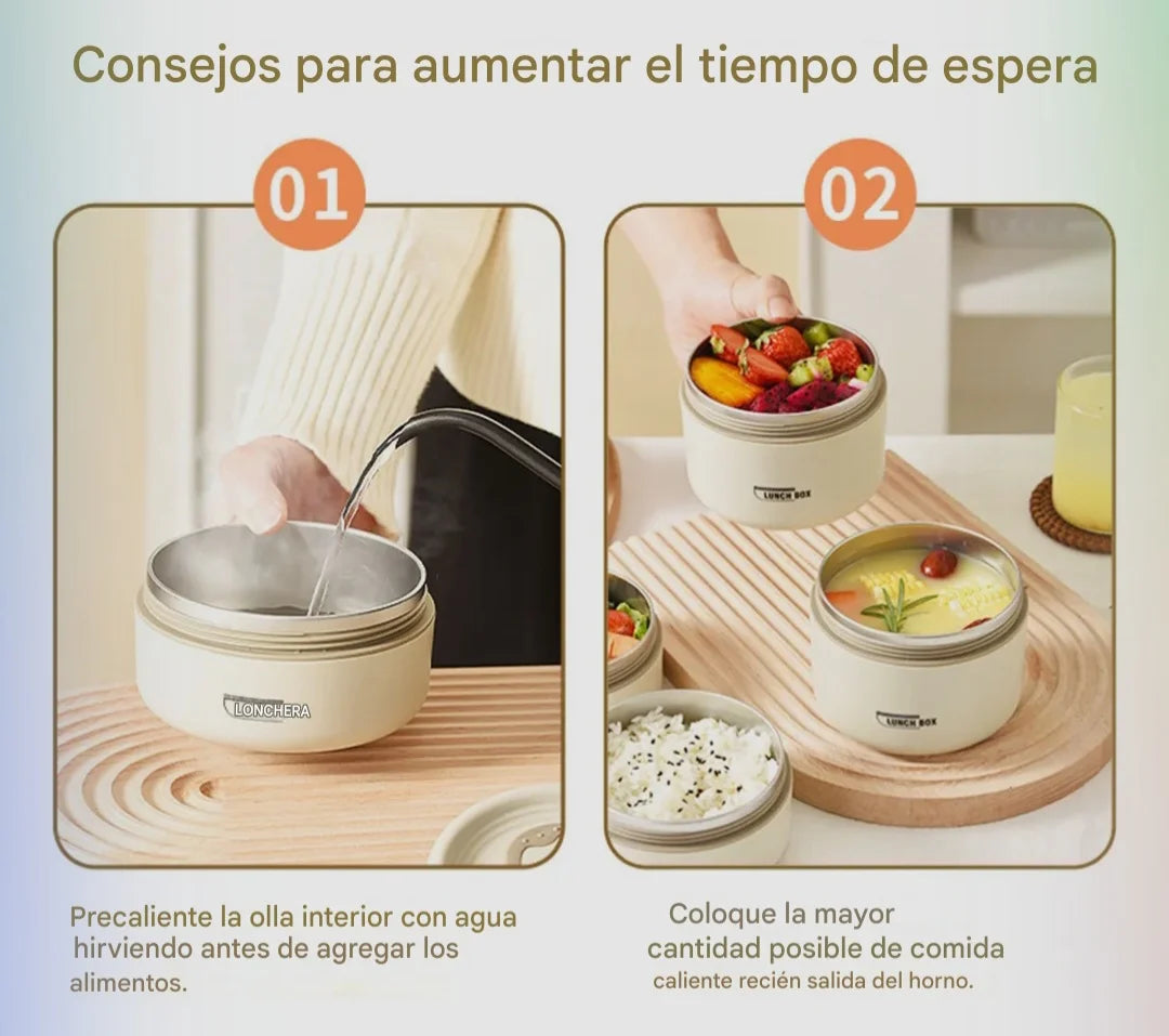 🍱 X4 Portacomidas Práctico y Moderno con Lonchera Térmica + 🎁 Regalo Exclusivo: Ebook Saludable – Comidas Frescas y Organizadas Siempre