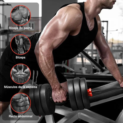 💪 Kit de Pesas 44 LBS + Barra Acolchada 🎁 Más de 20 piezas 🔥 Acabe com a falta de resultados em casa!