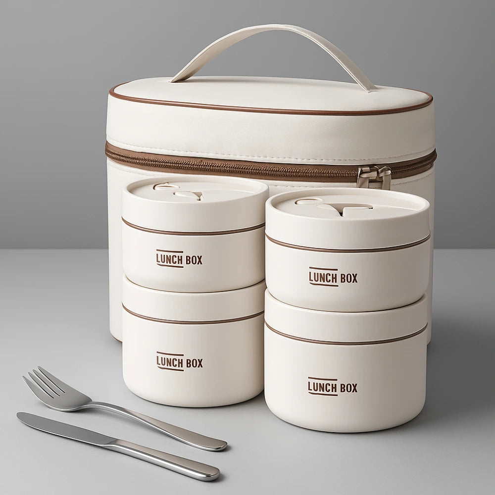 🍱 X4 Portacomidas Práctico y Moderno con Lonchera Térmica + 🎁 Regalo Exclusivo: Ebook Saludable – Comidas Frescas y Organizadas Siempre